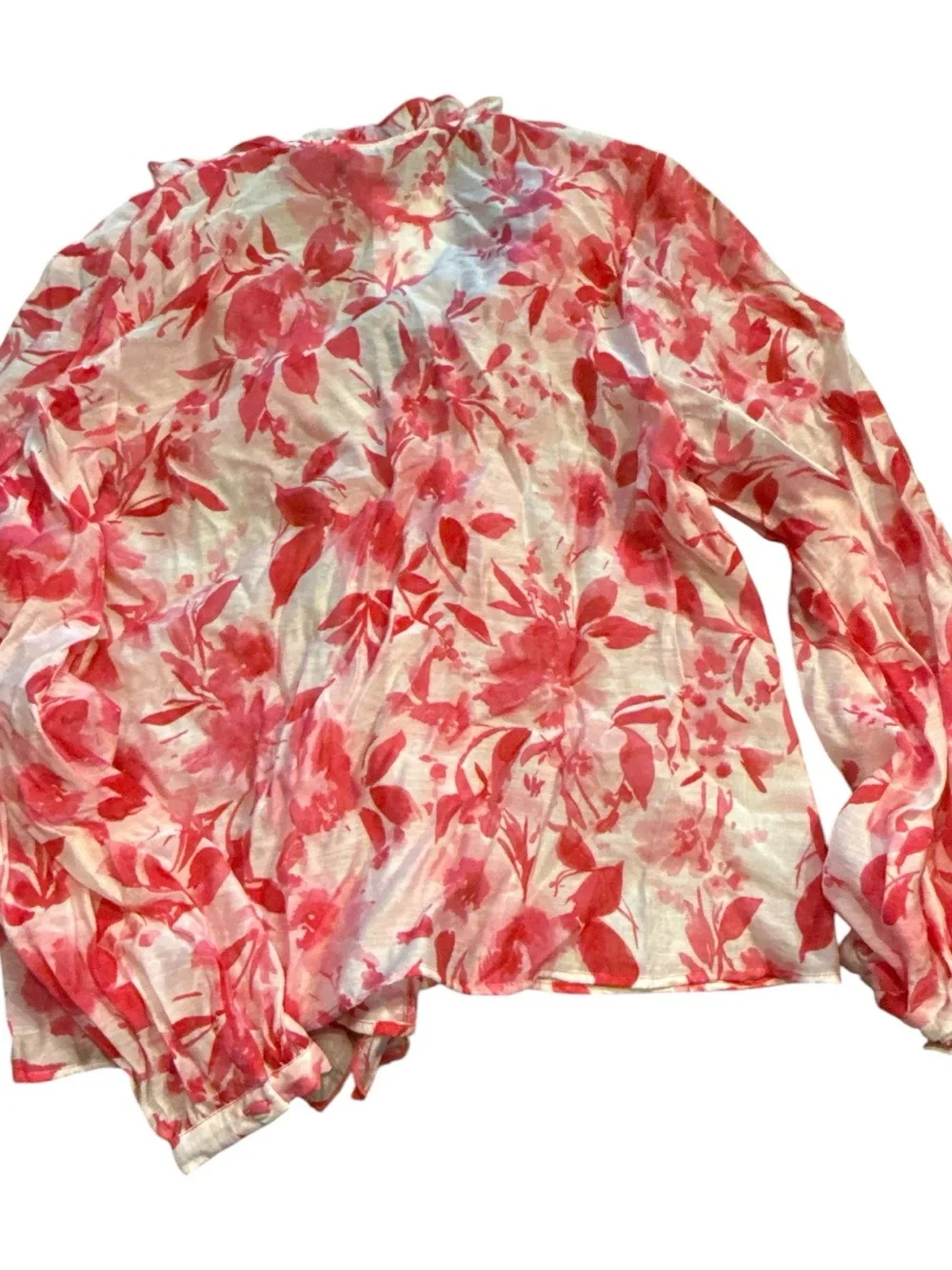 Zara Pink Floral Ruffle Chiffon Blouse